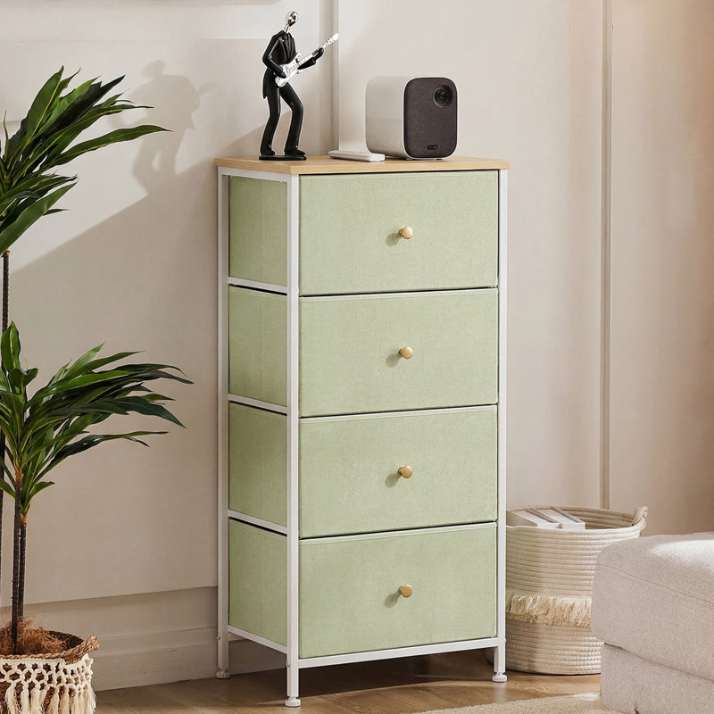 Commode de rangement 7 tiroirs Enegess, Light Green