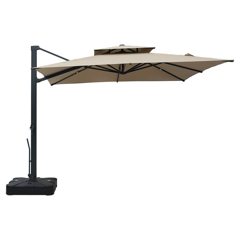 Parasol et porte-à-faux de patio en aluminium 10 pi, Taupe
