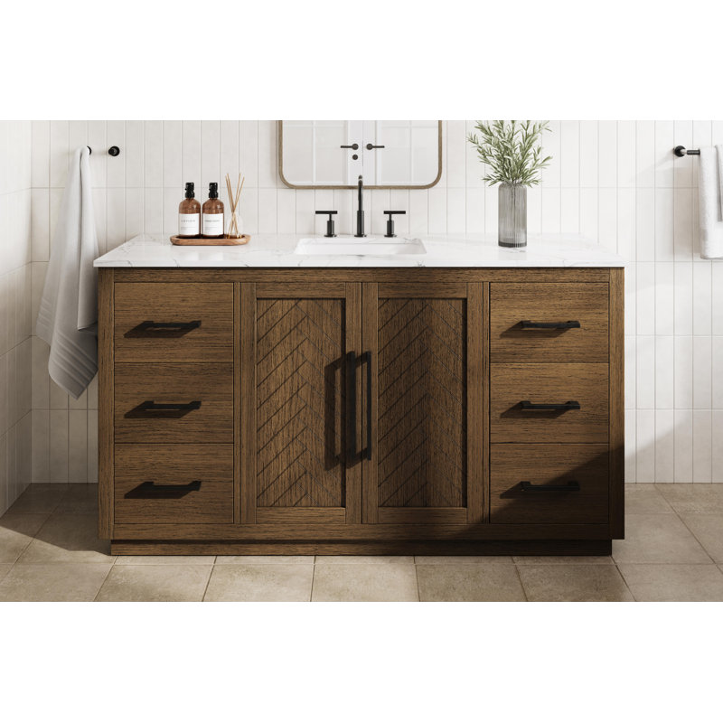 Meuble-lavabo simple 60 po, Noisette chêne