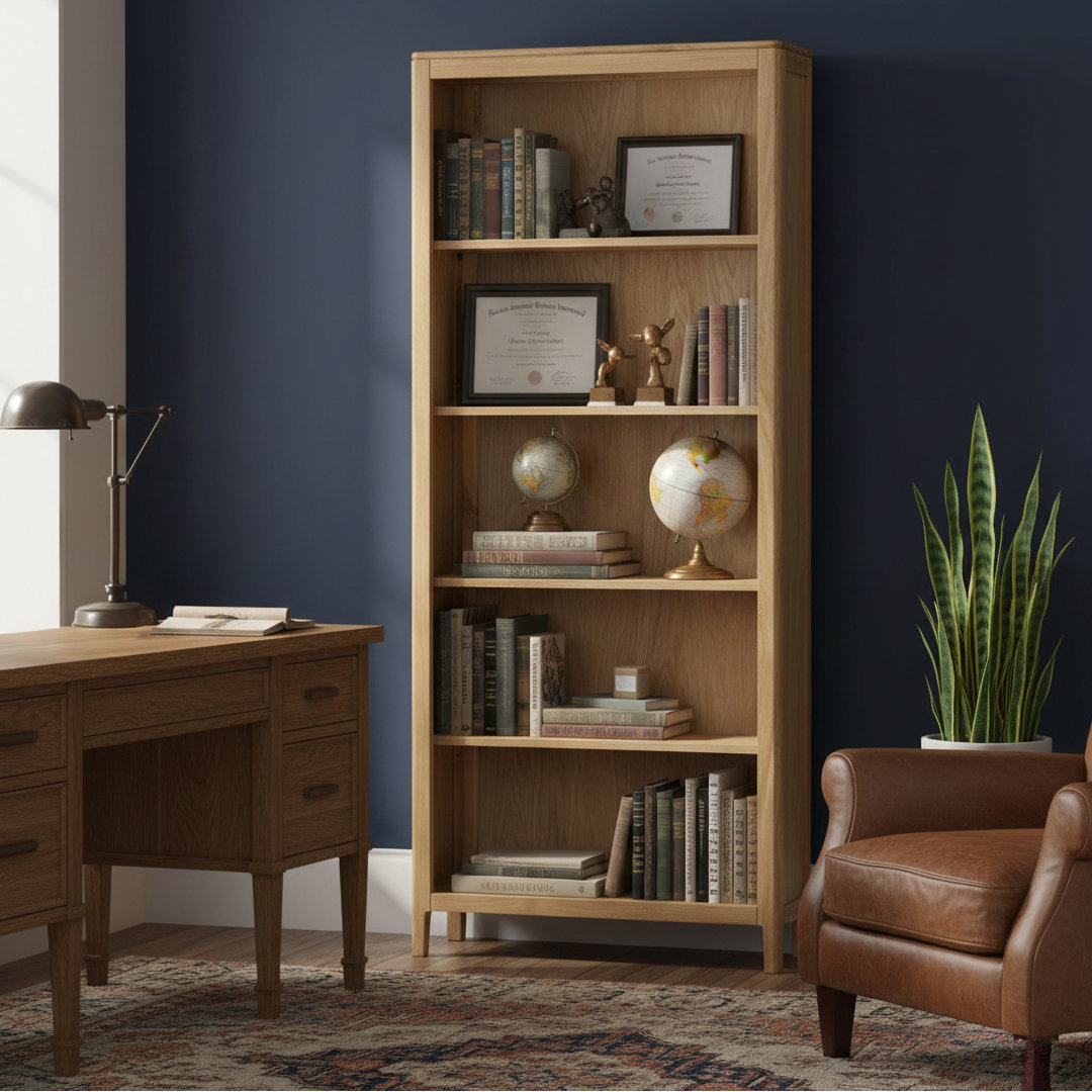 Remi 180cm H x 75cm W Solid Wood Standard Bookcase