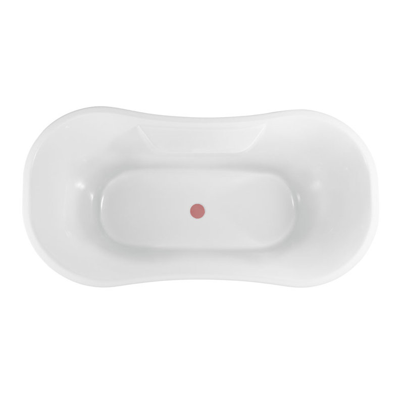 Baignoire de trempage sur pattes 68 "avec drain, pattes et plateau en bambou 68" Streamline, Or brossé, Rose mat