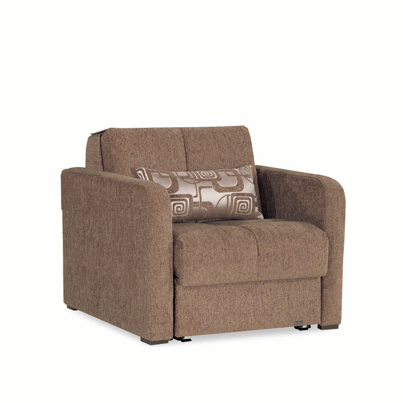 Annaleya Fabric Upholstered Convertible 3-in-1 Sleeper Arm Chair With Storage, Brown