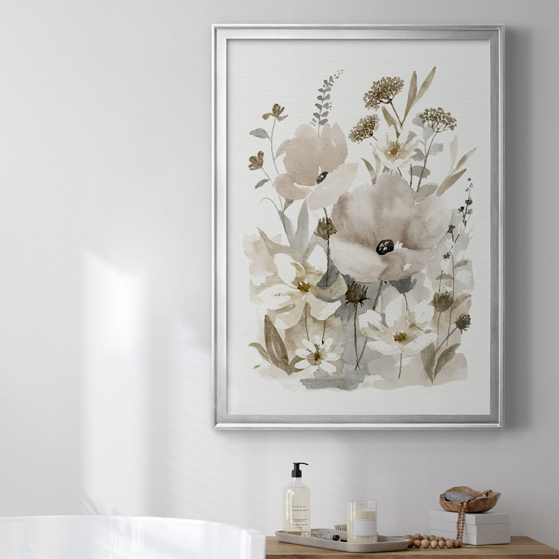«Neutral Nature II», toile encadrée de qualité supérieure - prête à être accrochée, Argent, H 36,5 po x l 26,5 po
