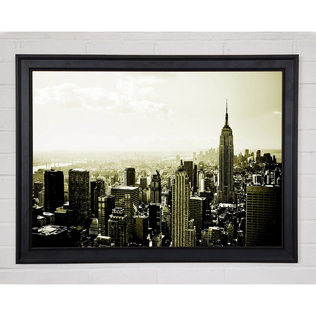 New York Skyline Sepia Gerahmter Druck