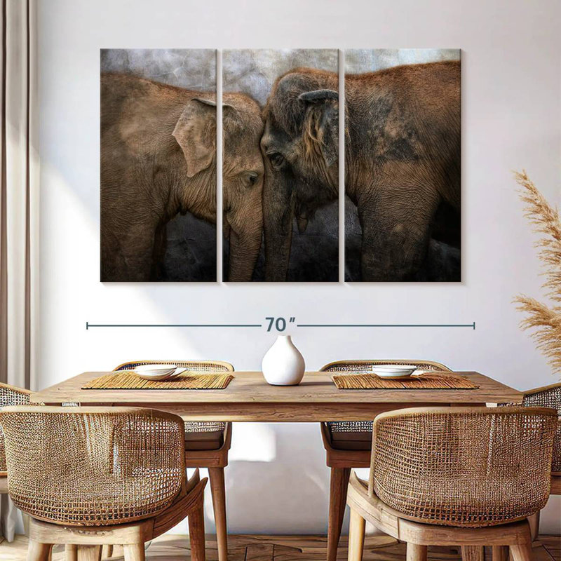 Brampt Elephant Young Love, 42" H x 65" W