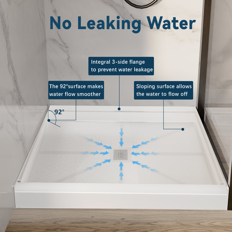 Shower Tray, Plastic 152*90cm Rectangle Shower Base, Plastic Pan for Bathroom, 90 x 90 cm 
