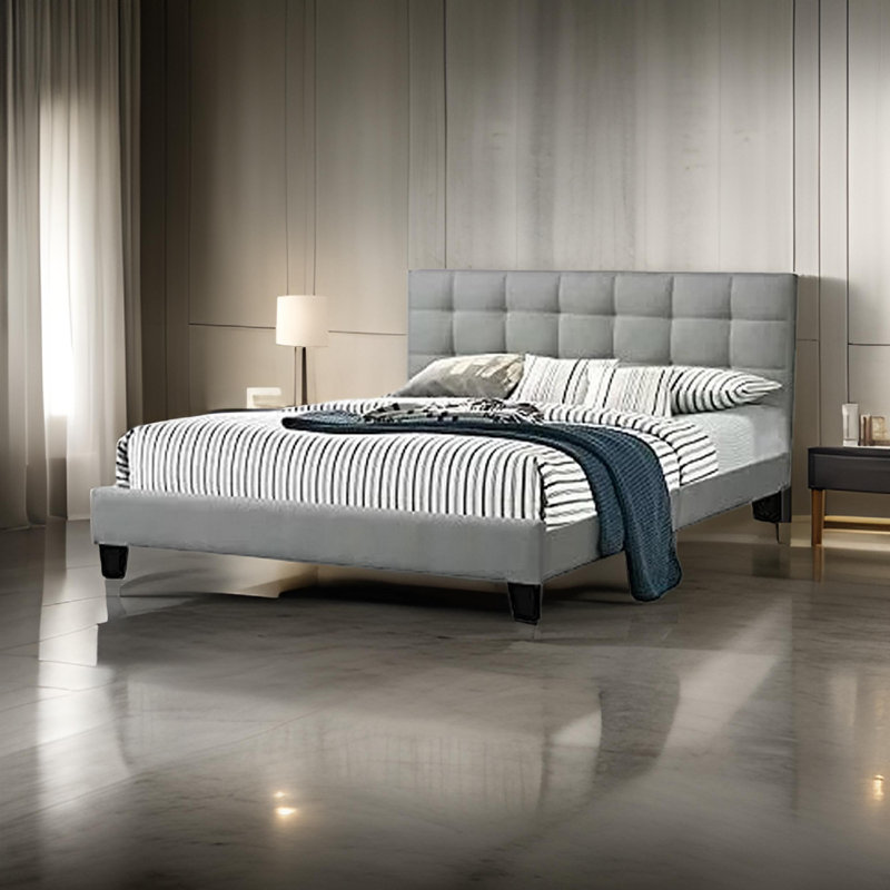 Bigelow Tufted Upholstered Platform Bed, Gray, California King