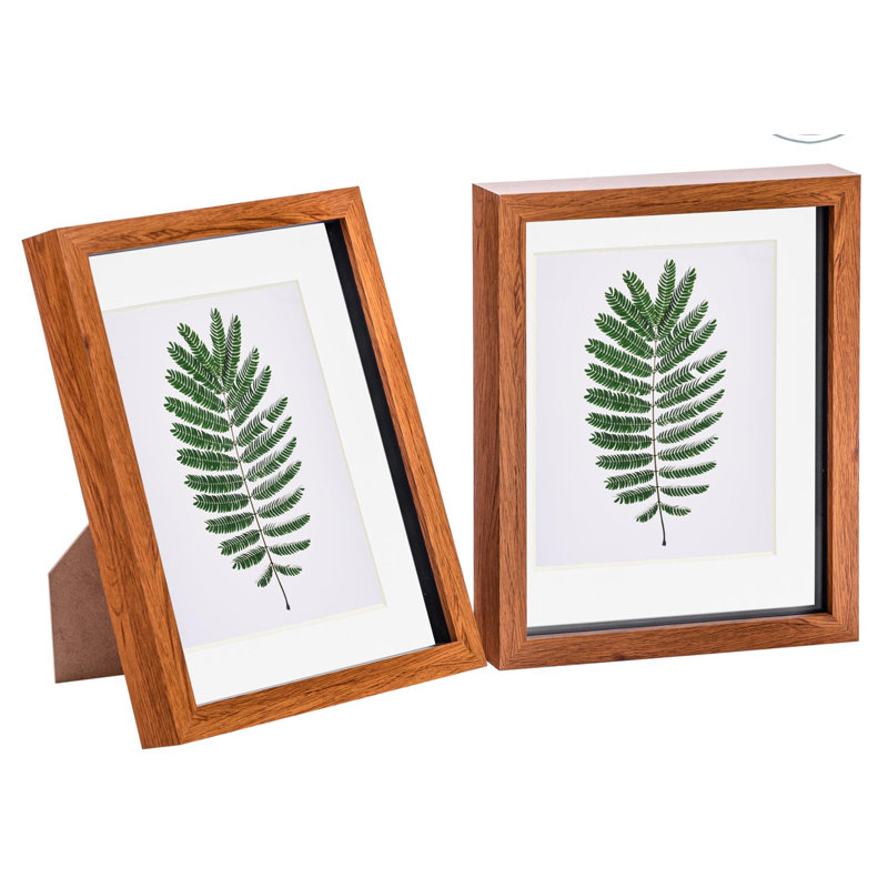 Nicola Spring - 3D Box Photo Frames - 5 x 7" with 4 x 6" Mount, Dark Wood/Ivory, 8" x 10"