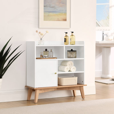 Armoire de rangement à blocs de couleurs avec base et pieds en bois massif, armoire de plancher pour chambre à coucher, salon, chambre de réception, bureau, bibliothèque, armoire de salle de bain