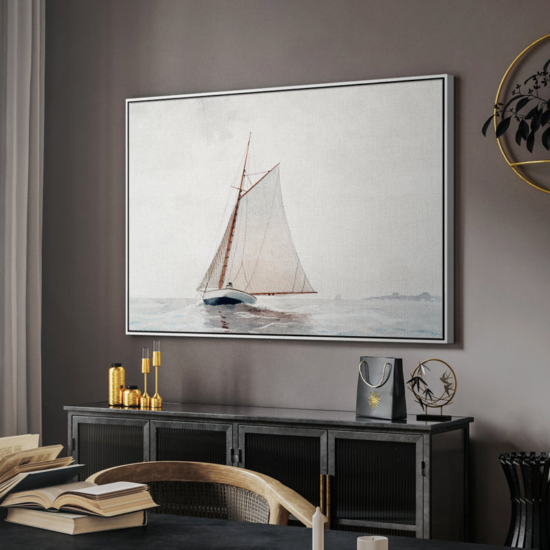 Impression nautique rétro-Cxx - toile tendue, H 17 po x l 25 po, Toile encadrée flottée blanche