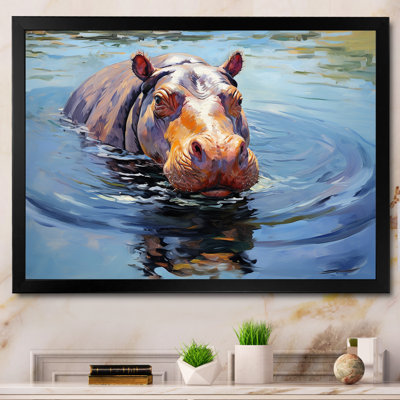 «Curious water hippo - Hippopotamus», art mural