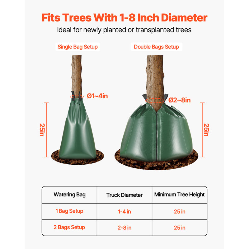 Sac d'arrosage pour arbres à libération lente, paquet de 3, 20 gallons
