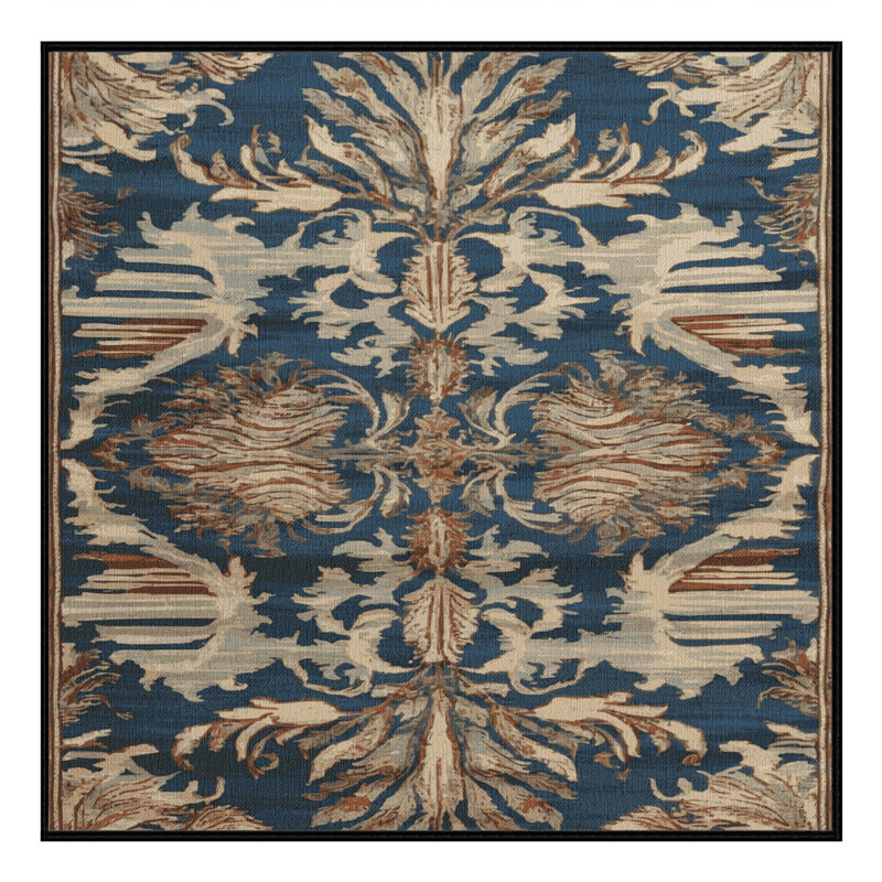 Tapis persan noir lavable à la machine, Carré 6 pi
