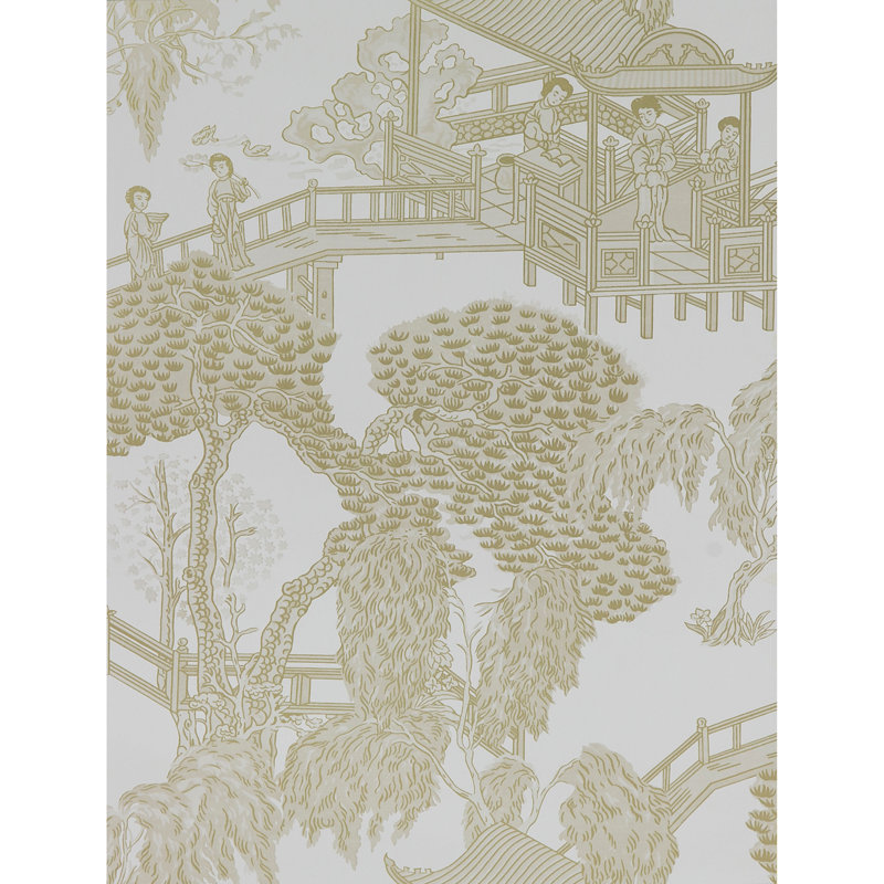 Lorenzo Castillo Hispania Zhou Jun Toile Wallpaper Roll, Verde