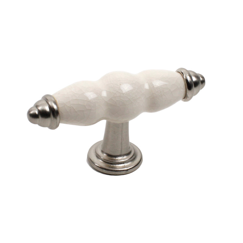 Poignée barre surdimensionnée de 3 3/8 po Nordic, Chrome poli / céramique blanche