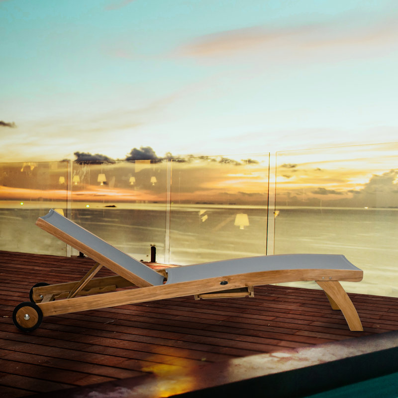 Parmele Outdoor Teak Chaise Lounge