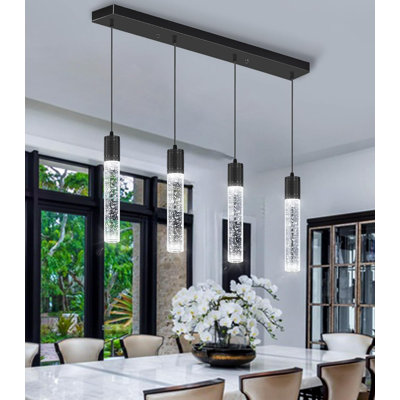 Modern Mini Crystal Chandelier Lighting Fixture With LED Bulbs For Kitchen Island Dining Room Bedroom Ceiling – Adjustable Pendant Lights