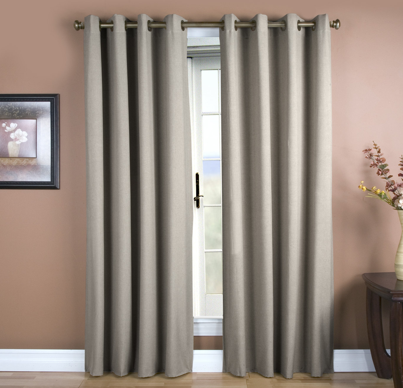 Lakeland Solid Semi-Sheer Grommet Curtain Panel, Gray, 56" W x 84" L
