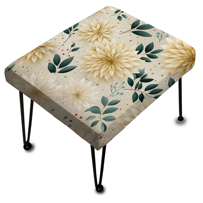 Carnation Mandalas Flowers Boho Pattern - Floral Rectangle Ottoman