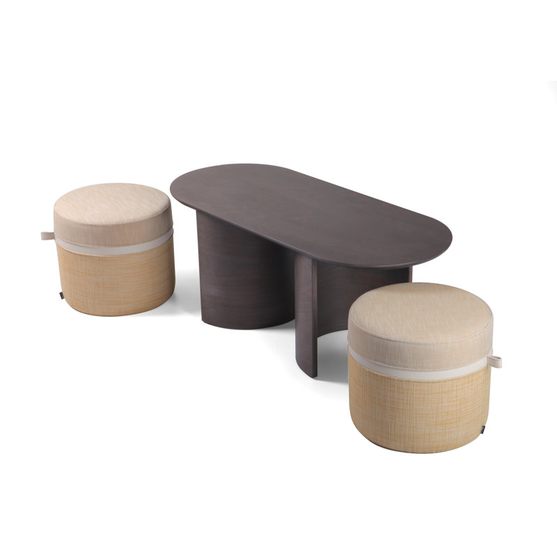 Kangaroo Solid Wood Coffee Table, Gray, Beige