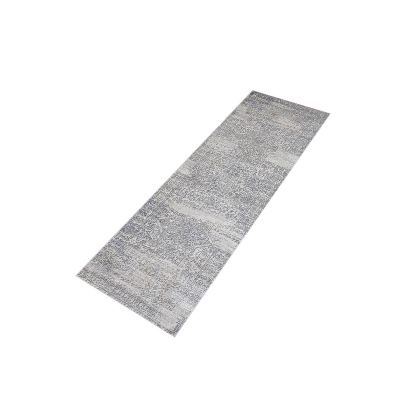 Tapis oriental ivoire et gris, Tapis de couloir 2 pi 7 po x 9 pi 10 po