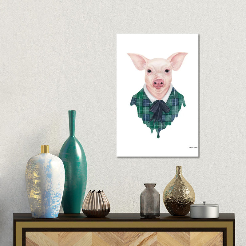 Pig In Plaid by Rachel Nieman - Wrapped Canvas Gallery-Wrapped Canvas Giclée, 45.72cm H x 30.48cm W