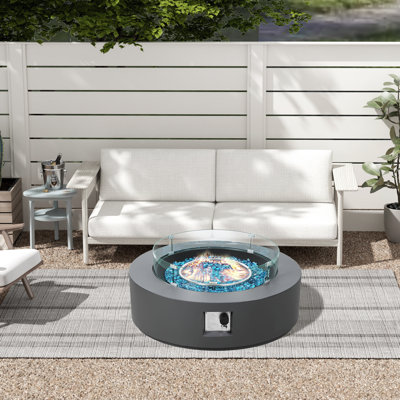50000 Maximum BTUs Concrete Round Liquid propane Fire pit table