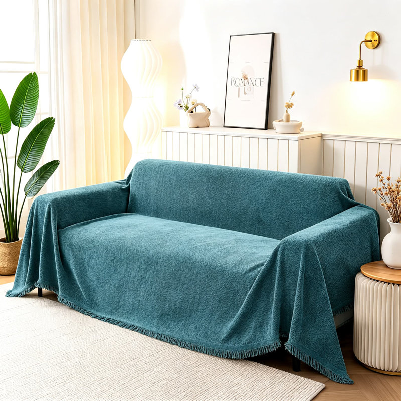 Housse de canapé lavable en chenille pour chiens, housse douce pour animaux de compagnie, protecteur de meuble modulaire épais avec pampilles