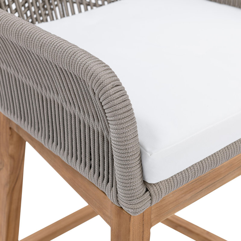 Marley Teak Outdoor Stool with Cushion, 27"