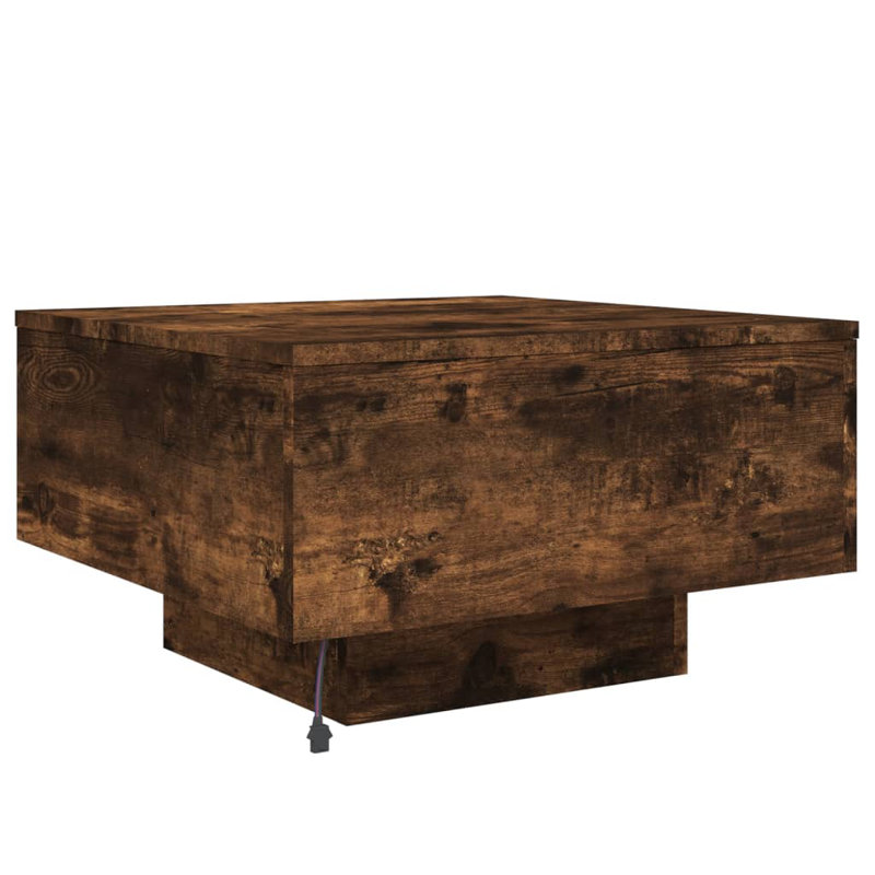 Table basse avec lumières DEL vidaXL, Sonoma gris, H 31 cm x l 55 cm x P 55 cm