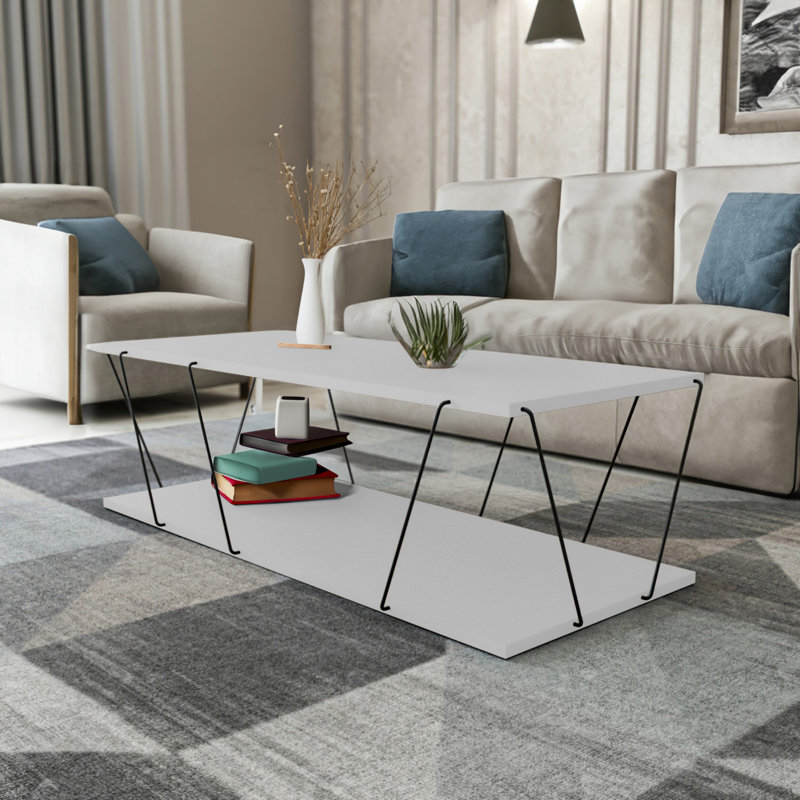 Table basse avec rangement Cashlyn, Blanc
