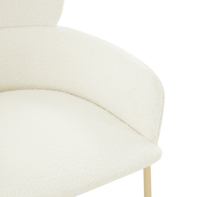 Tabouret de comptoir Tighe, Or, Velours ivoire