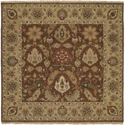 Wool Oriental Area Rug in Brown/Camel
