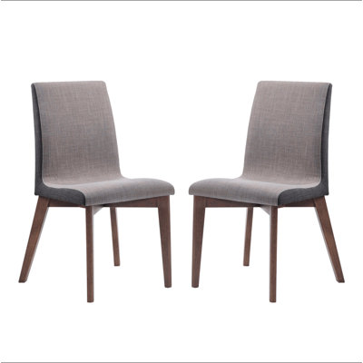 Ensemble de 2 chaises d'appoint de salle à manger rembourrées en tissu gris au fini noyer