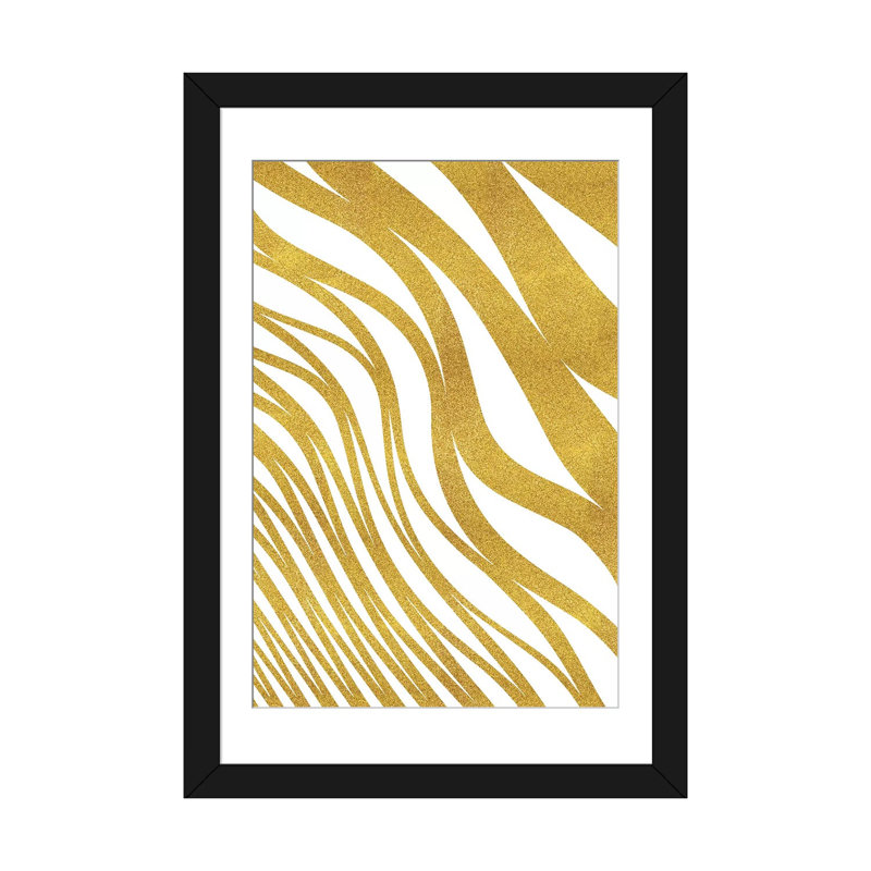 «Golden Wave», impression sur toile, H 32 po x l 24 po x P 1 po, Papier avec cadre noir, Blanc
