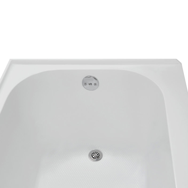 Baignoire en alcôve droite en acrylique blanc brillant avec drain extérieur Streamline 60 po x 30 po Streamline, Chrome poli