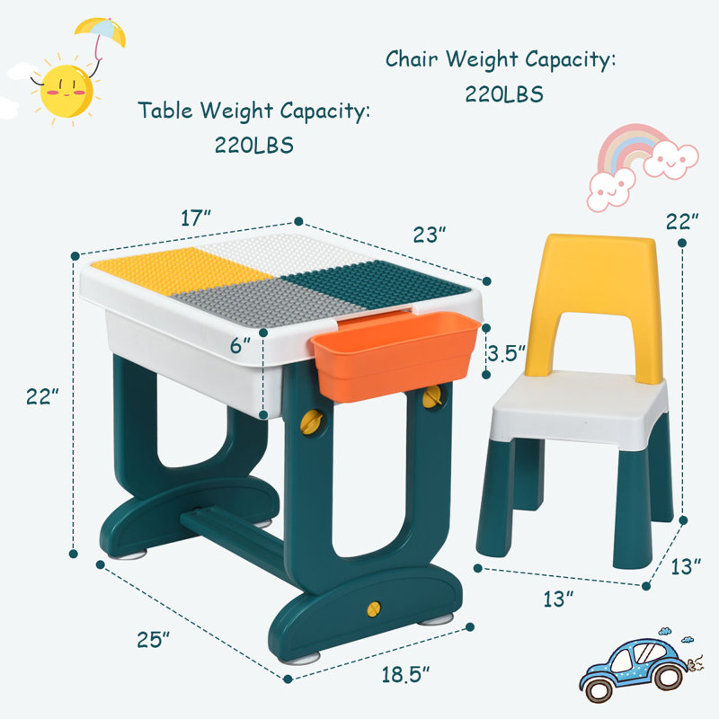 Table à dessin pour enfants avec chaise et plateau de table double face Topbuy Kids 5-en-1