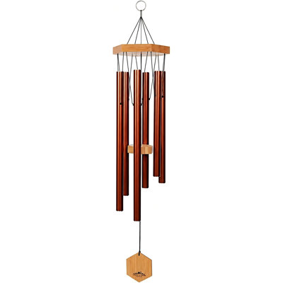 Carillon de cuivre rouge pour l'extérieur, carillon de vent pentatonique majeur calibré à la main de 29 pouces, cadeau de sympathie commémoratif pour la perte d'un être cher, décor de porche de jardin en aluminium en bambou aux tons profonds