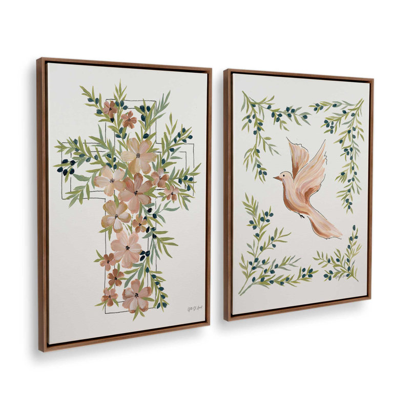 «Grace in Bloom», ensemble de 2 impressions sur toile, Noyer, Impression encadrée sans passe-partout, H 19 po x l 26 po