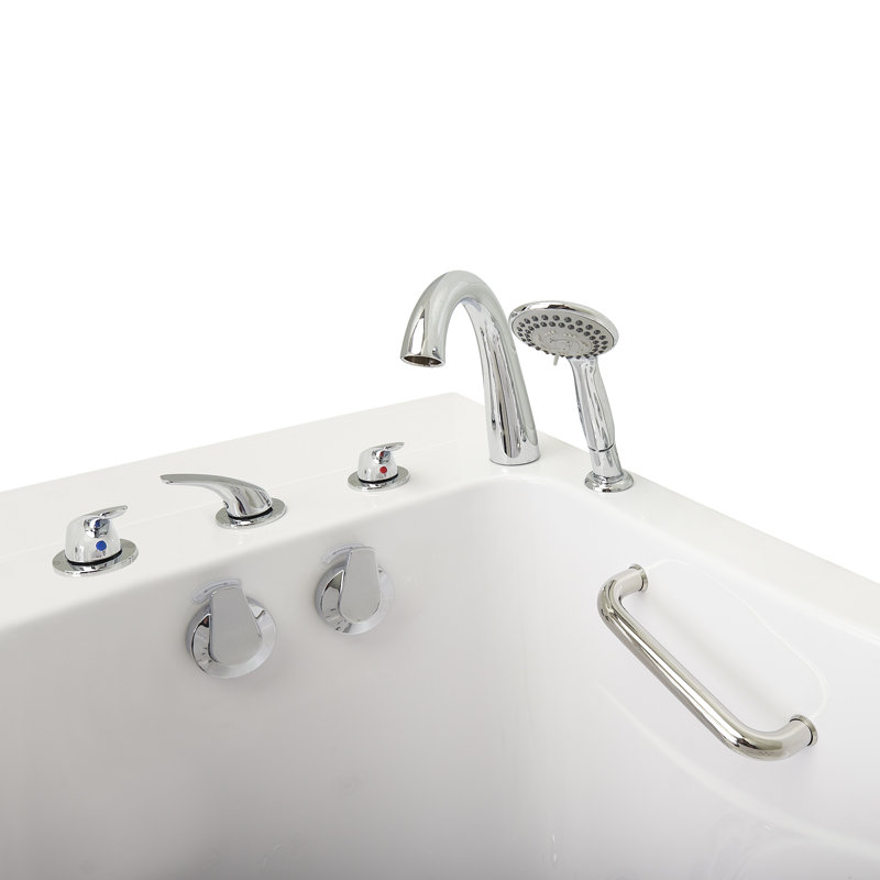 Ella Capri 30"x52" Acrylic Soaking Walk-In-Bathtub, Left Outward Swing Door, Heated Seat,  5 Piece Fast Fill Faucet, 2" Dual Drain