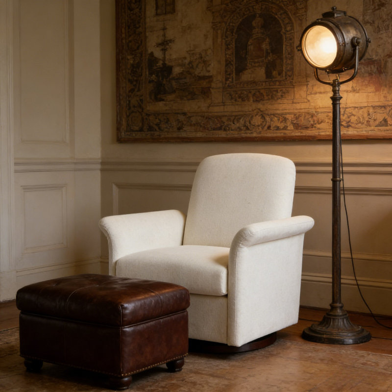Fauteuil d'appoint pivotant moderne, fauteuil demi-tonneau avec base en bois robuste, fauteuil de loisir confortable pour le salon, la chambre, la salle d'attente, la lecture