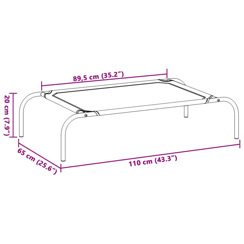 Quinlan Textilene Pet Bed, 20cm H x 110cm W x 65cm D, Grey