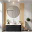 Meuble-lavabo flottant moderne avec lavabo et rangement en céramique, finition blanche et noire