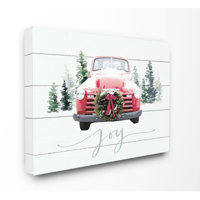 «Planked Look Holiday Joy Truck with Wreath and Trees», impression