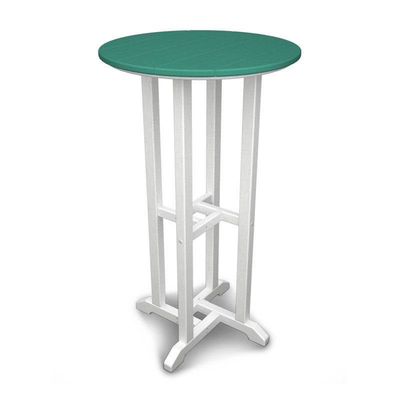 POLYWOOD Tables Round Dining Table, 42" H x 24" W x 24" L, White & Aruba