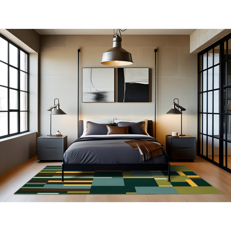Pixelated Patches Rug, Round 8'