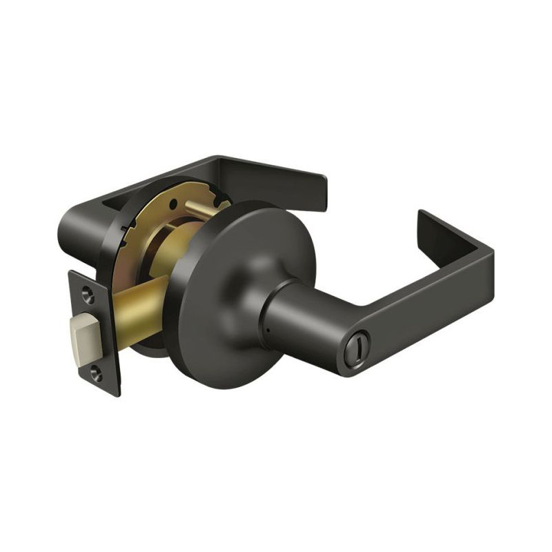Flat Privacy (Bed & Bath) Door Lever with Round Rosette, Oil-rubbed Bronze