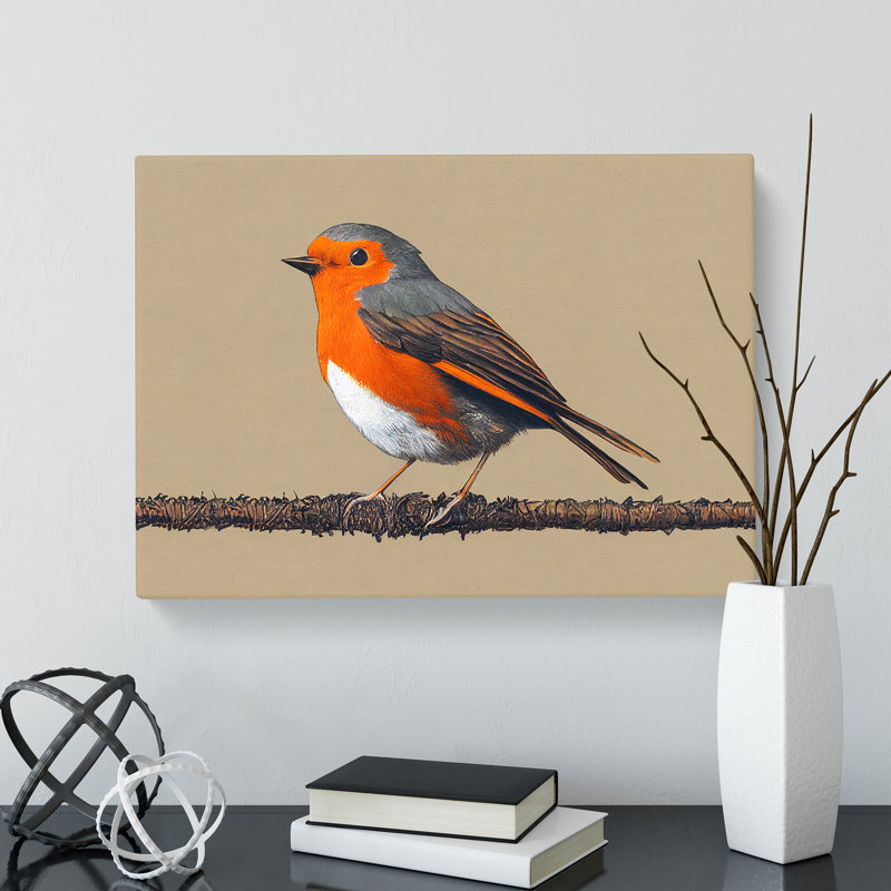 Tremendous Robin Bird - Wrapped Canvas, 35cm H x 50cm W x 3cm D