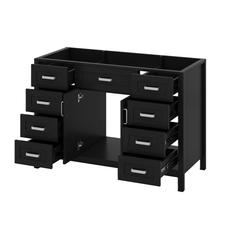 Meuble-lavabo 47 po sans lavabo, armoire seulement, 2 portes et 8 tiroirs, système de fermeture en douceur, conception classique