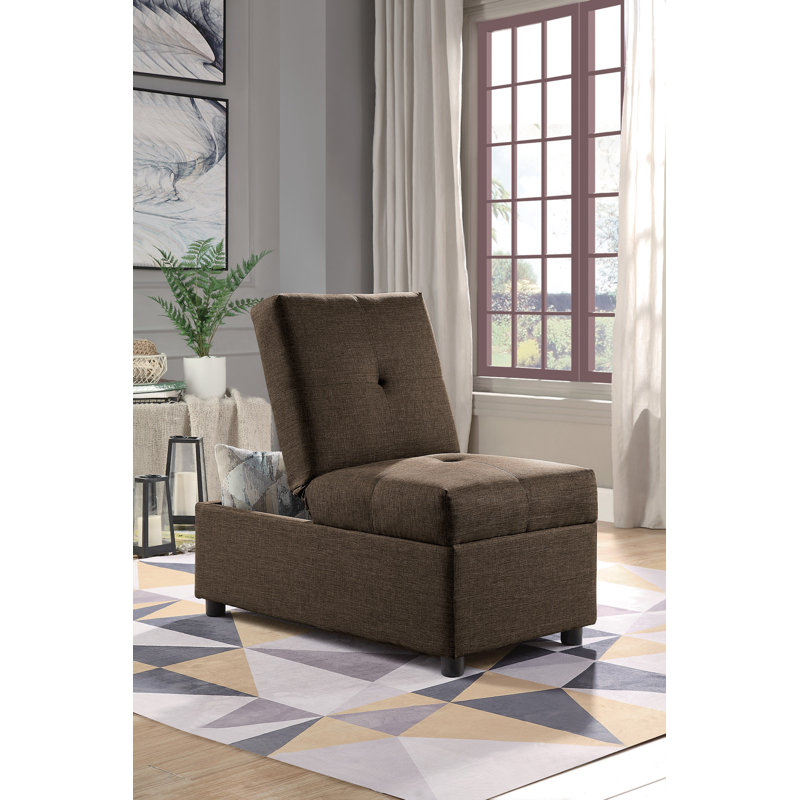 Fauteuil convertible 1Pc, Tissu brun